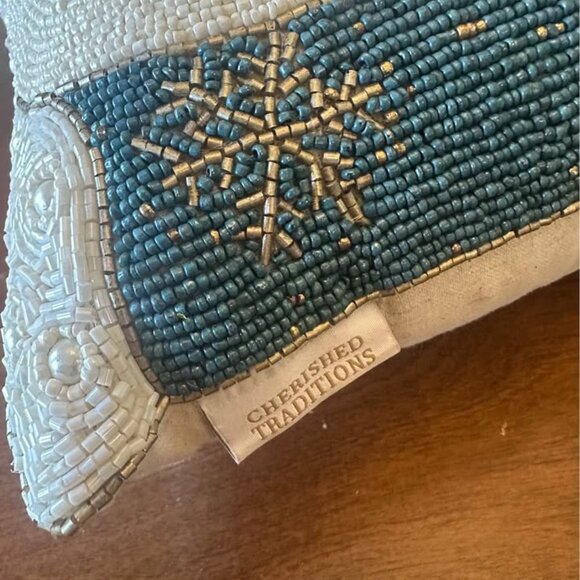 Beaded Cherished Moments Snowman Pillow - 12x12 - Picture 2 of 4